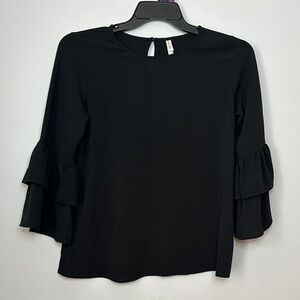 Elegant Black Ruffle Sleeve Top size small